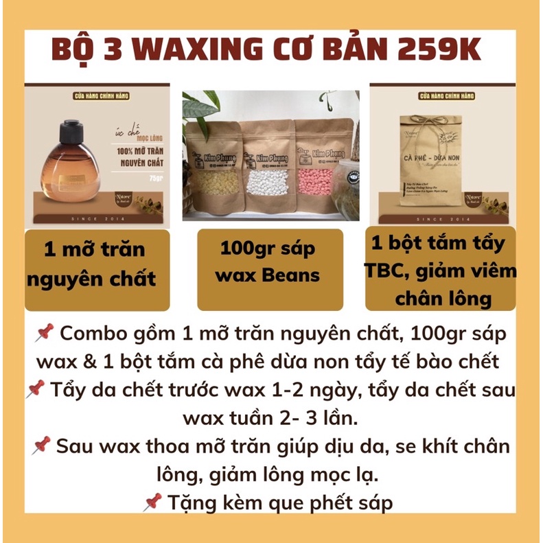 COMBO 100GR SÁP WAX BEAN MỠ TRĂN NSTORE KÈM BỘT TẮM TẨY TẾ BÀO CHẾT triệt lông tay, chân, nách, ria mép,râu.