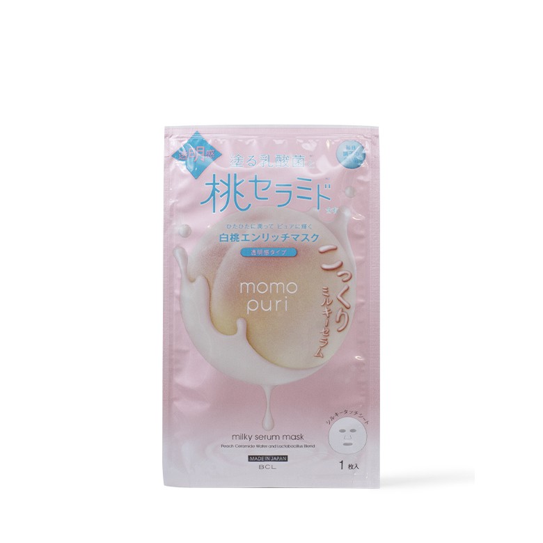 Hộp 4 Miếng Mặt Nạ Tinh Chất Cô Đặc Dưỡng Ẩm Hương Đào BCL Momopuri Milky Serum Mask 22mlx4