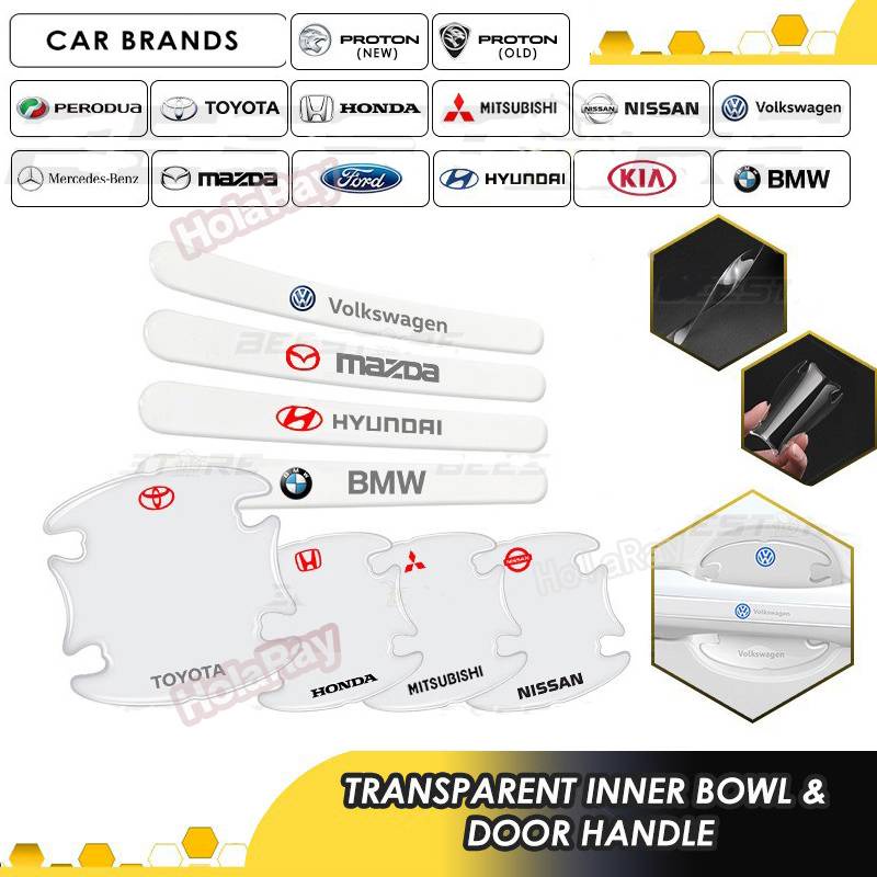Bộ 4 Miếng Dán Bảo Vệ Tay Nắm Cửa Xe Hơi Trong Suốt Cho Mitsubishi Mazda TOYOTA HONDA MERCEDES BENZ