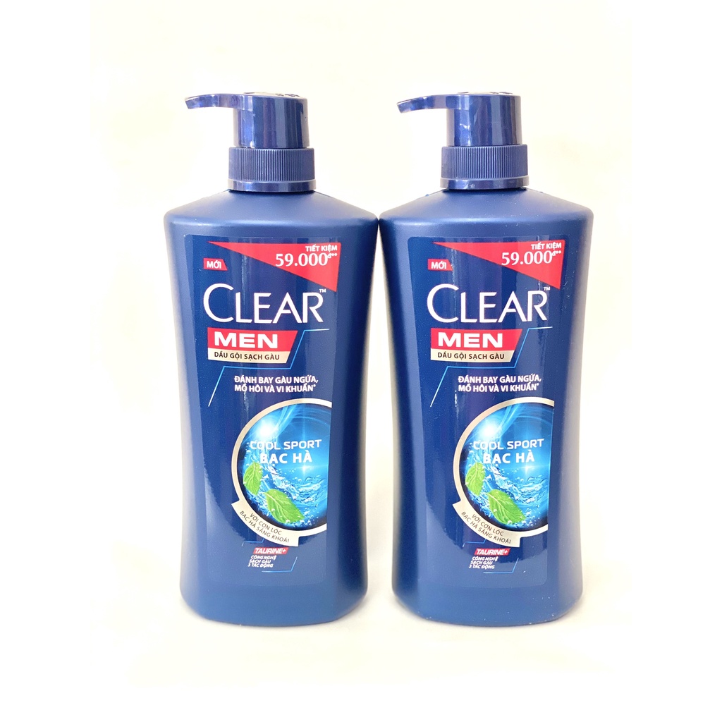 Dầu Gội CLEAR MEN Bạc Hà Sạch Gàu và Mát Lạnh Chai 650g& 900g