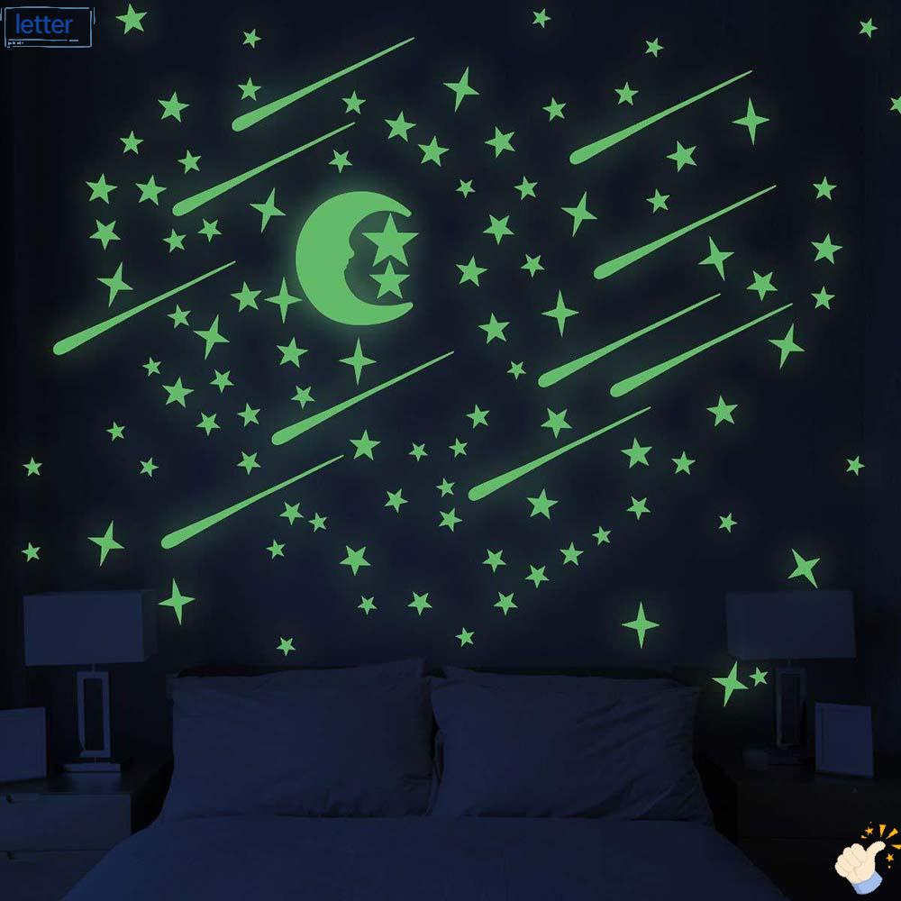 Đề Can Dán Trần Nhà Họa Tiết Ngôi Sao Dạ Quang Trang Trí Phòng Ngủ Cho Bé