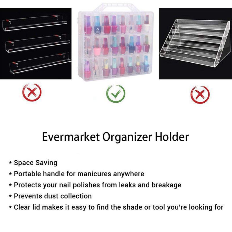 Nail Polish Organizer Holder,Case for 48 Bottles Dividers Space Saver
