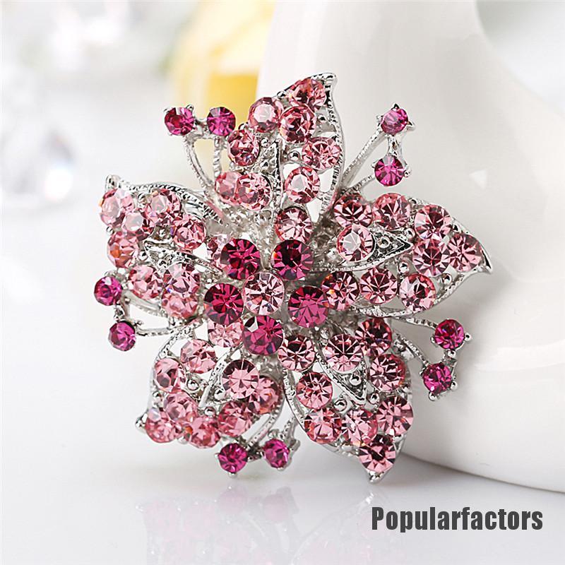 Ghim Cài Áo Hình Bông Hoa Đính Đá Nhân Tạo Thời Trang