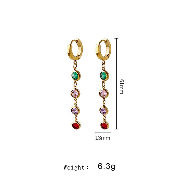 Đôi Bông Tai Dáng Dài Đính Đá Nhiều Màu Sắc Thời Trang Cho Nữ PD658