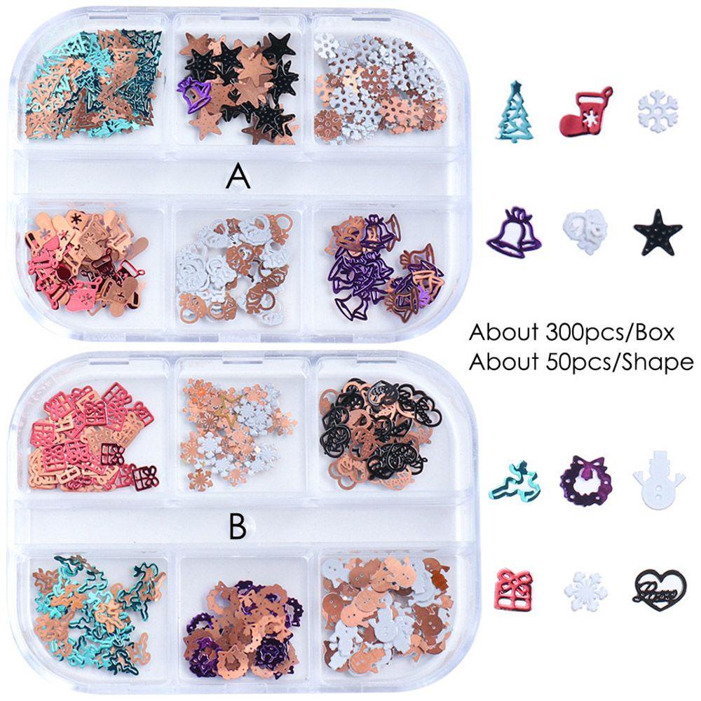 HS Hộp 6 Ngăn Đựng Hạt Kim Sa Lấp Lánh Tự Trang Trí Móng Tay