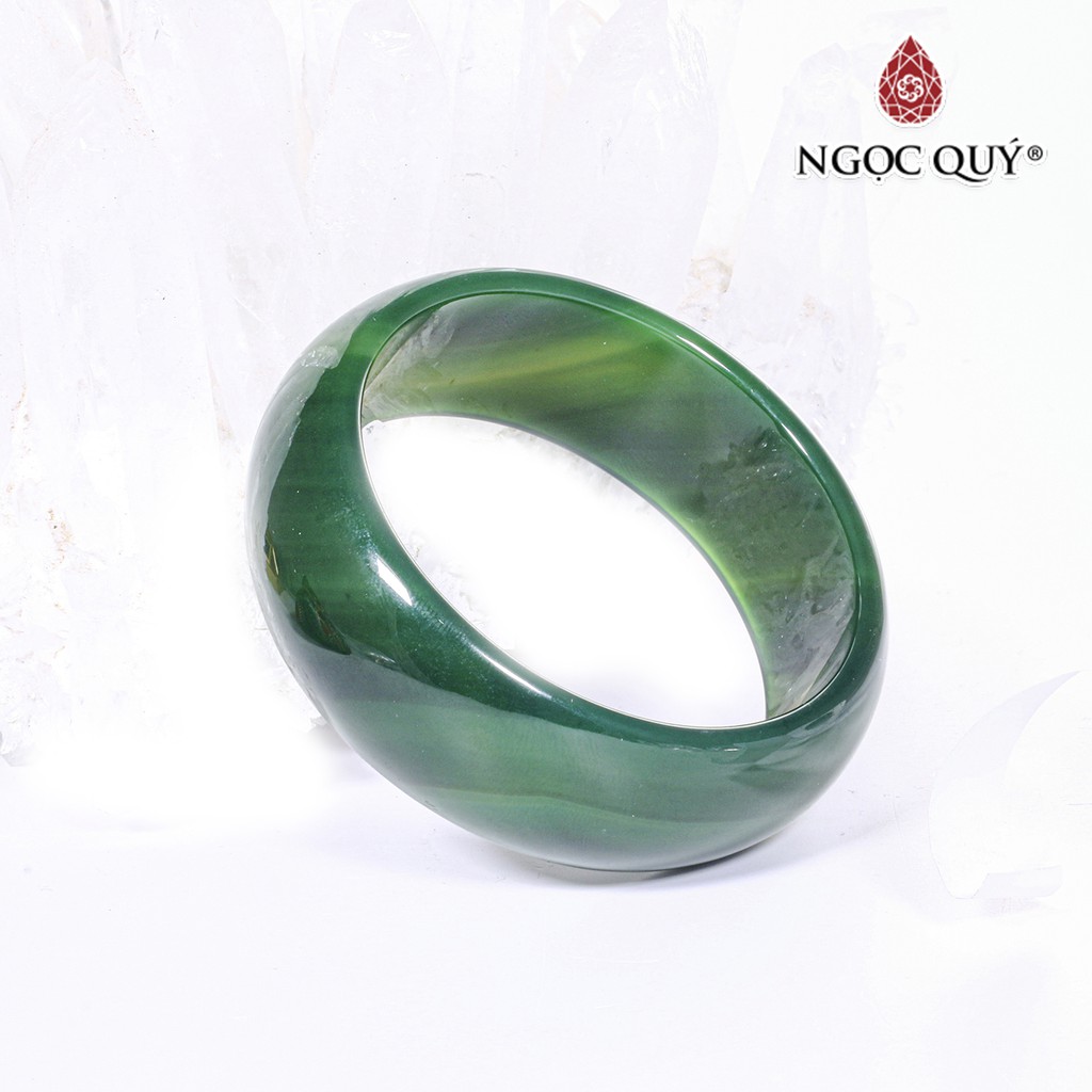 Vòng tay mã não xanh bản hẹ dày ni 58 - Ngọc Quý
