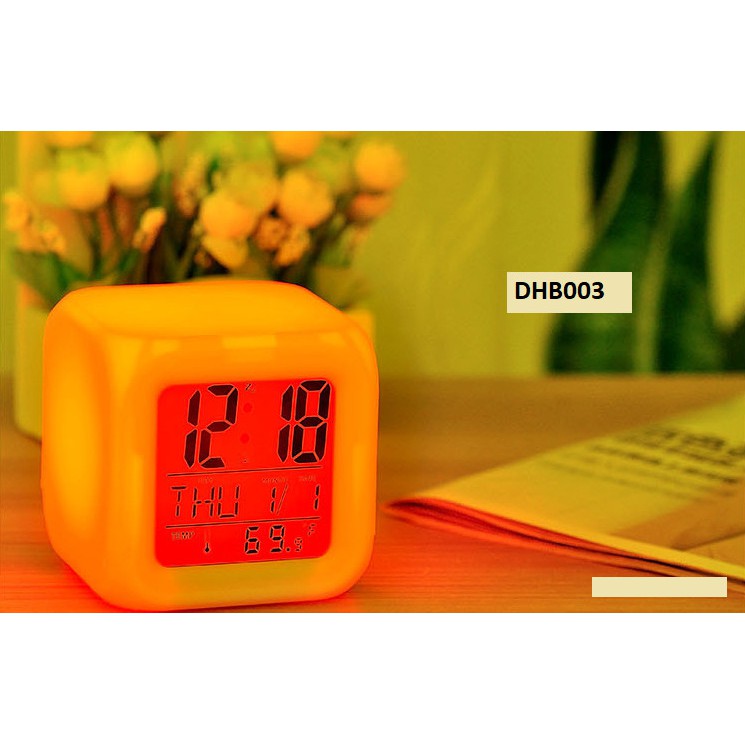 Đồng hồ để bàn - đồng hồ báo thức - đổi 7 màu hiển thị nhiệt độ, ngày tháng - có đèn led, có báo thức DHB003