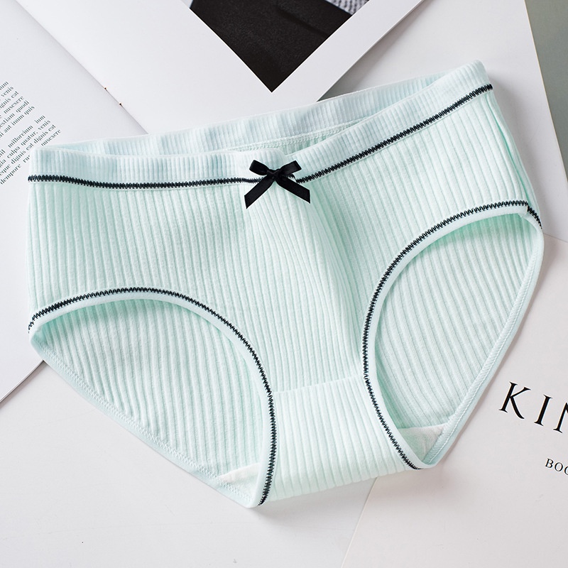 Bộ 10 Quần lót nữ cotton gân tăm viền đen phối nơ quyến rũ siêu xinh - Quần chip nữ