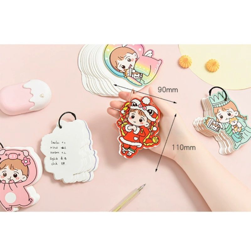 Sổ tay có móc treo Flashcard học ngoại ngữ (note) hình cô bé cosplay siêu cute