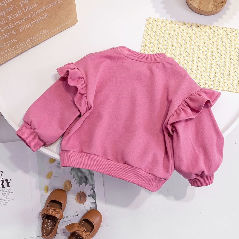 Áo Sweater Cổ Tròn Họa Tiết Trái Tim Dễ Thương Thời Trang Xuân Thu Cho Bé Gái