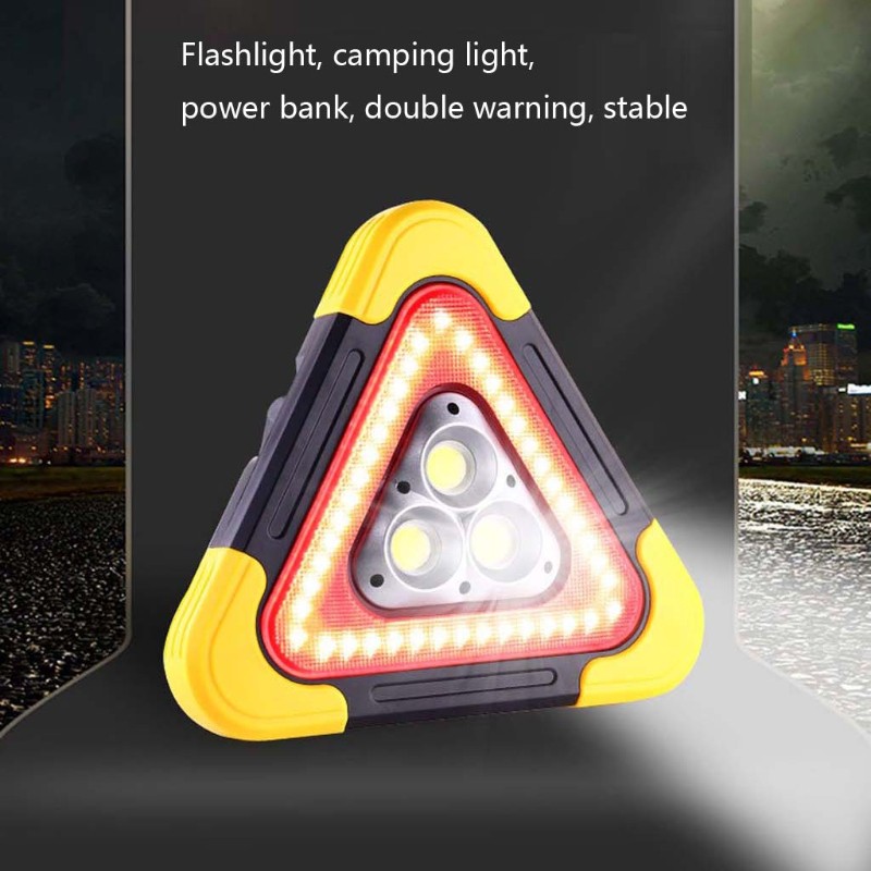 LIDU Multi Function Triangle Warning Sign Car LED Work light Road Safety Emergency