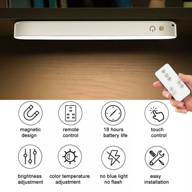 Đèn bàn LED Licer điều khiển từ xa 3 màu di động bảo vệ mắt có thể điều chỉnh độ sáng vô cấp