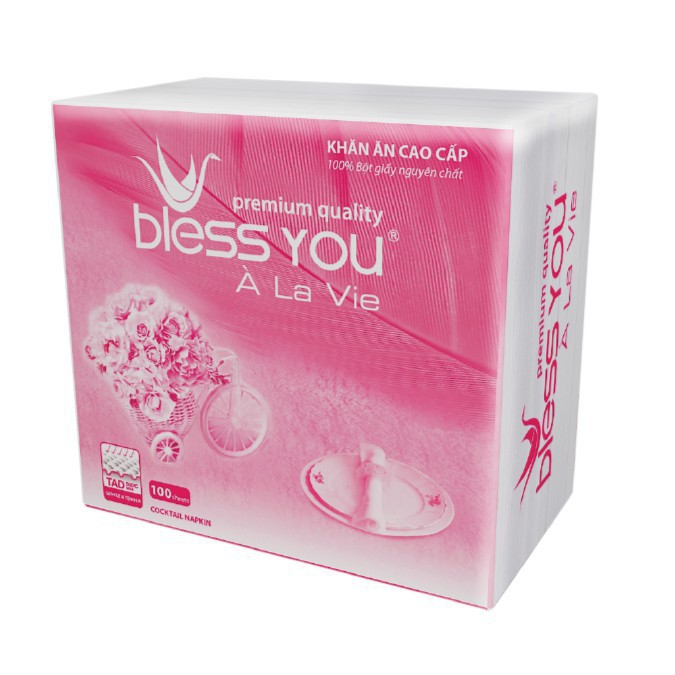 Khăn Giấy Ăn Cao Cấp 1 Lớp Bless You À La Vie 100 ờ (33x33)cm