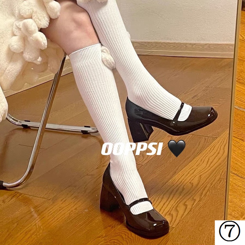 Giày Cao Gót Da Bóng Gót Dày Phong Cách Retro Pháp Thời Trang Xuân Thu 2022 Cho Nữ