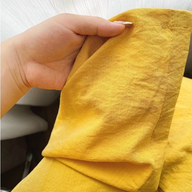 Váy suông cổ sơ mi đầm suông form rộng ngắn tay chất đũi xước mềm mát thoải mái PANOSI - V90