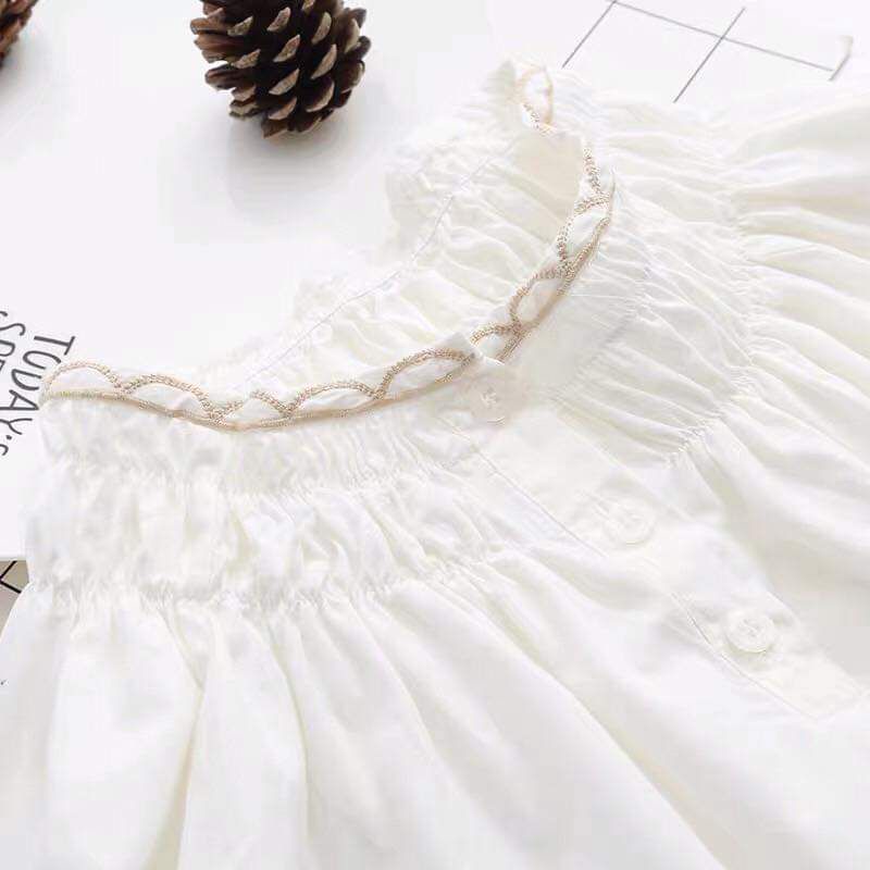 Áo thêu hoa vải xô đũi mềm mại phong cách Hàn