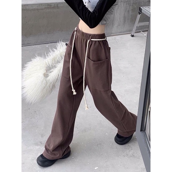 |HÌNH THẬT ĐỘC QUYỀN CUBEDLEMON| Quần ống rộng ulzzang chất chân cua dày dặn kèm dây
