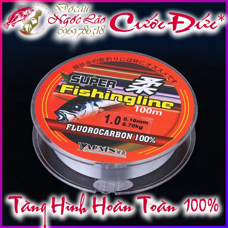 Cước Câu Cá 100M Ngụy Trang Tuyệt Phẩm - Tàng Hình Hoàn Toàn Trong Nước- 100% Fluorocarbon ✓