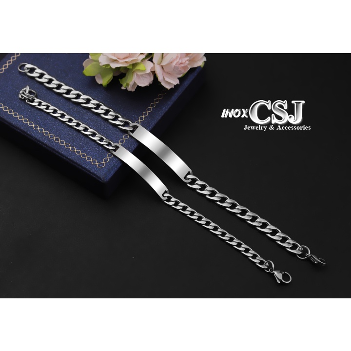 Lắc tay inox bảng trơn đẹp không đen dành cho nam và nữ