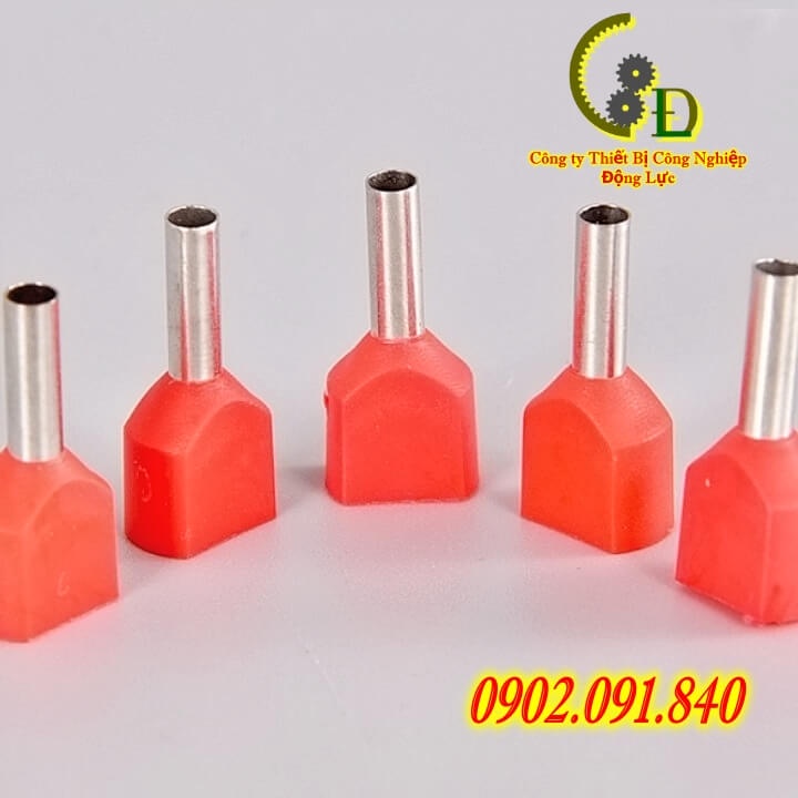 [100cái] Đầu cos pin rỗng đôi TE1508 bấm dây điện 1.5mm, cốt kim rỗng bằng đồng, cosse (cót) nối aptomat (CB)