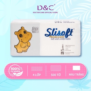 Giấy ăn Slisoft Trắng tự nhiên, mềm mịn, siêu dai (4 lớp x 500 tờ)