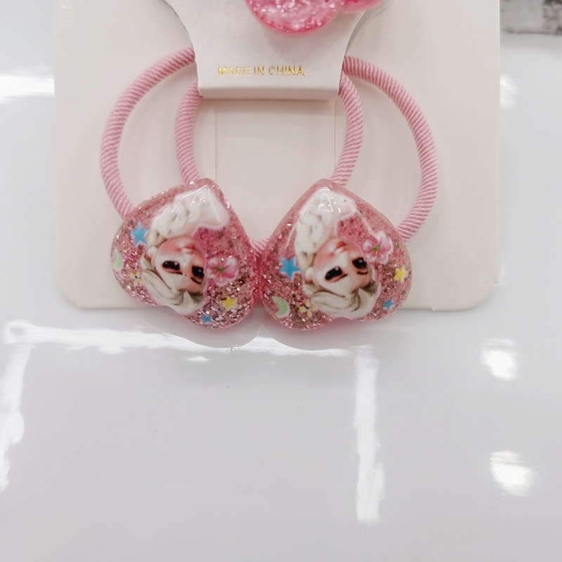 Dây Cột Tóc Da Họa Tiết Công Chúa Elsa Xinh Xắn Cho Bé Gái