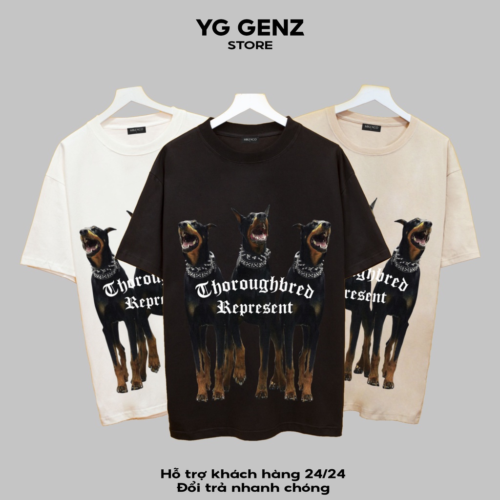 Áo thunMIKECO 3 Dog YGGENZ shop , Áo thun unisex nam nữ from rộng oversize chất liệu cotton 100%