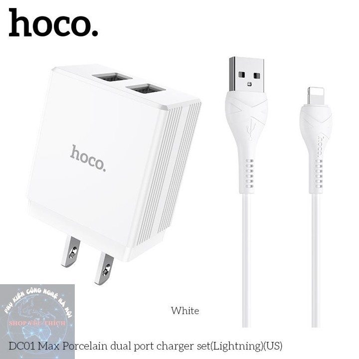 [FREESHIP] BỘ SẠC NHANH HOCO DC01 CHÂN LIGHTNING - 2.4 Ampe - 1 Đổi 1 Trong 7 Ngày - PHỤ KIỆN CÔNG NGHỆ HÀ NỘI - 41002