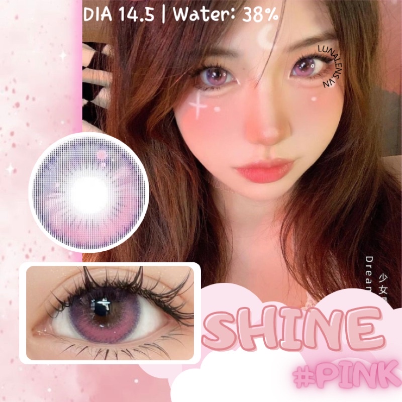 MỘT ĐÔI KÍNH ÁP TRÒNG MÀU HỒNG SHINE PINK LENS CÓ ĐỘ CẬN SIÊU ÊM SIÊU MỀM NỘI ĐỊA TRUNG QUỐC