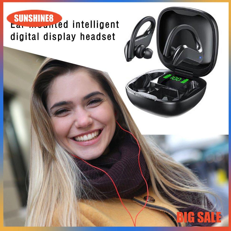 【SUN】Wireless Headset MD03 Ear Hook Digital Display Waterproof Sports Headset