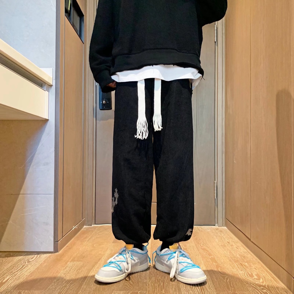 quần ống suông vải nhung quần jogger nam unisex from rộng quần nhung tăm nam phong cách Hàn Quốc thời trang quần jogger nữ
