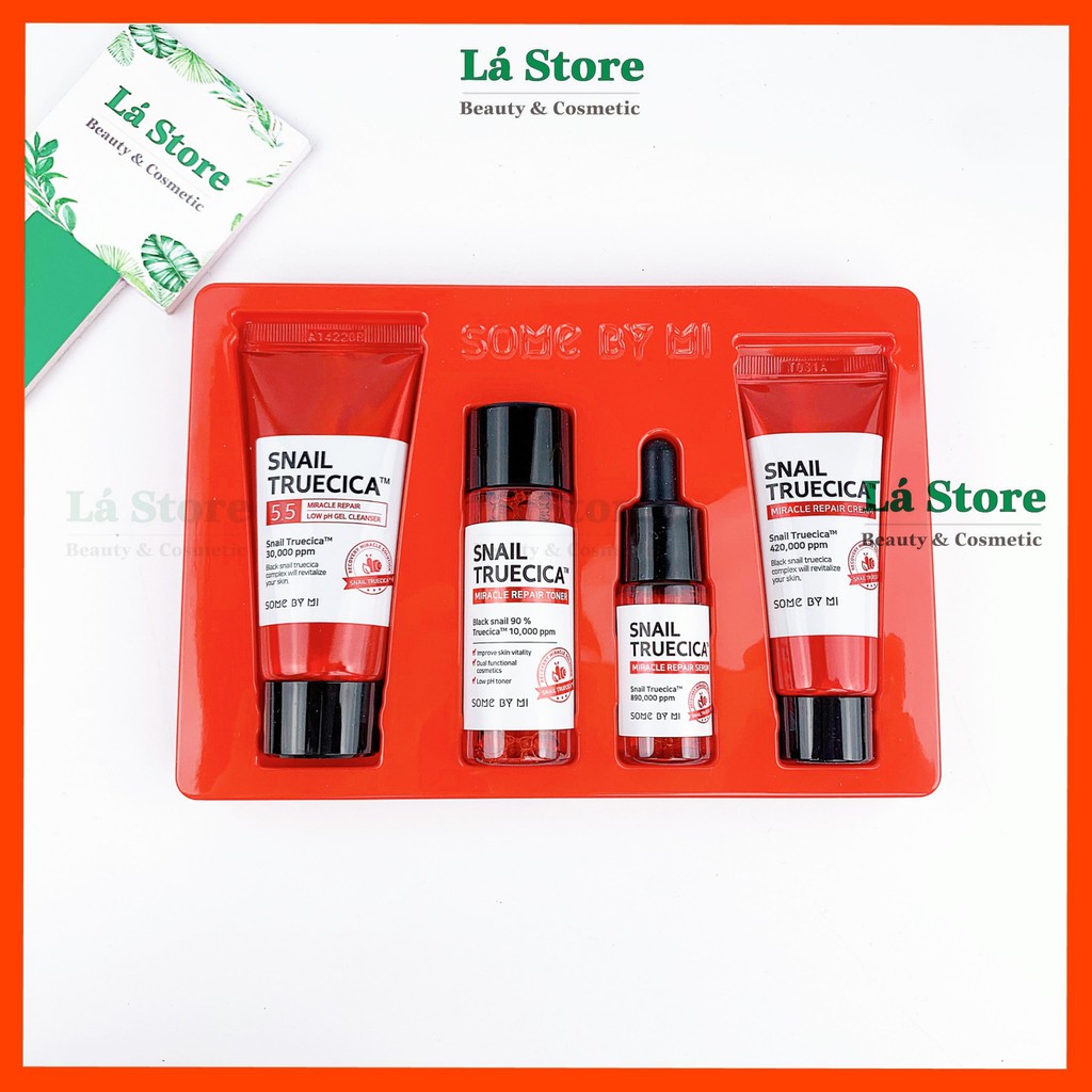 Bộ dưỡng da 4 món Some By Mii Snail Truecica Miracle Repair Starter Kit - Lá Store