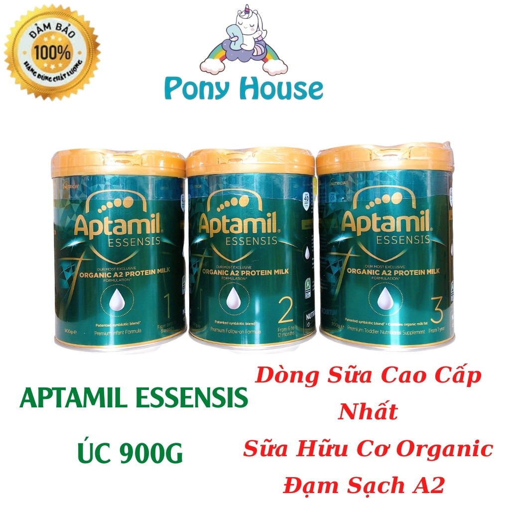 Sữa Aptamil Essensis Đủ Số 1 2 3-SỮA HỮU CƠ ĐẠM SẠCH A2 Phát Triển Chiều Cao, Trí Não - 900g của Úc Date T7/2022