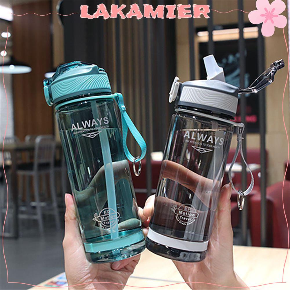 Lakamier BPA miễn phí chai nước nhựa trong suốt và ống hút nam tiện lợi với công suất 800ml
