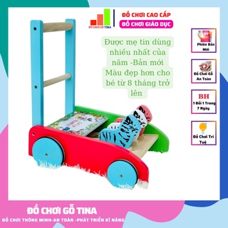 Xe Tập Đi Cho Bé Bằng Gỗ 3 Con Ngựa Hàng Cao Cấp Bánh Xe Chống Trượt Giúp Cho Bé Sơ Sinh Tập Đi Nhanh, Đồ Chơi Gỗ Tina