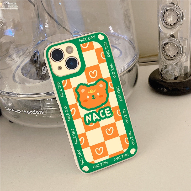 Ốp iphone gấu caro Nace ốp dẻo mềm cạnh vuông bảo vệ camera cho 7 Plus/8Plus/XR/XS Max/11/X/12/12 Pro Max/pro/13 promax