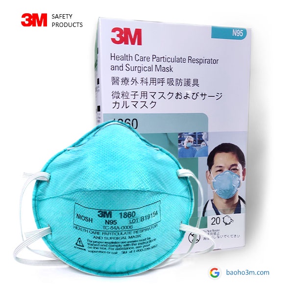 Khẩu trang 3M 1860 tiêu chuẩn N95 Singapore [Lẻ]-khẩu trang chống dịch, chống bụi mịn PM2.5 dùng cho nhân viên y tế | BigBuy360 - bigbuy360.vn