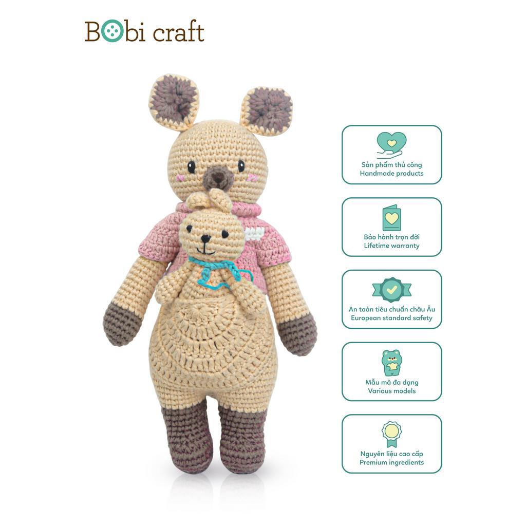 [Hàng chính hãng bao đổi trả] Thú bông len Bobi Craft - Kangaroo đứng M - Đồ chơi an toàn quà tặng bé