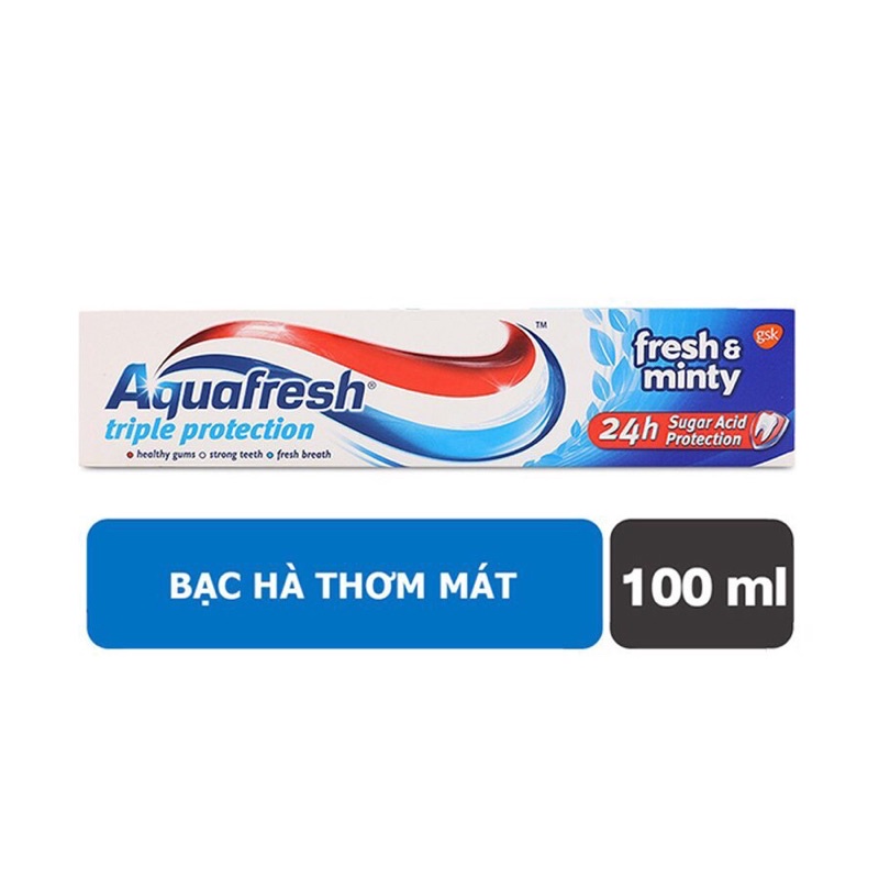 Kem đánh răng Aquafresh Fresh &amp; Minty (Nhập khẩu CHÍNH HÃNG từ ANH - GSK) 100g