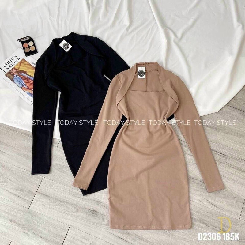 đầm ôm borip tay dài kiểu chùm vai