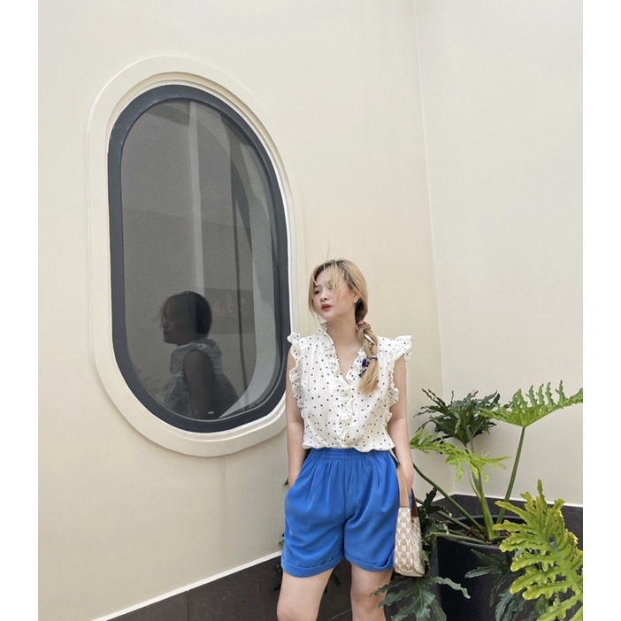 Áo kiểu nữ linen công sở. Hình thật shop chụp cận vải