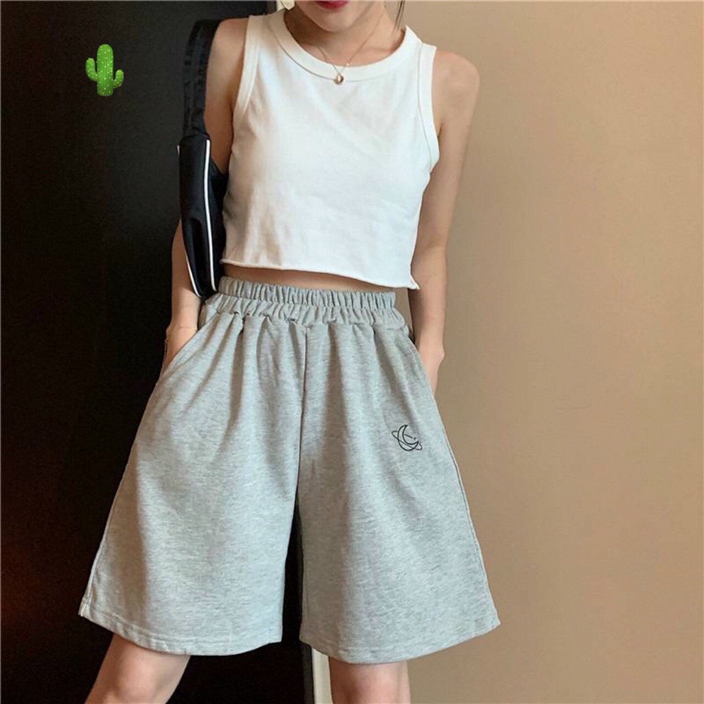 QUẦN THUN SHORT ĐÙI VẢI DA CÁ LOGO MẶT TRĂNG NHIỀU MÀU PC