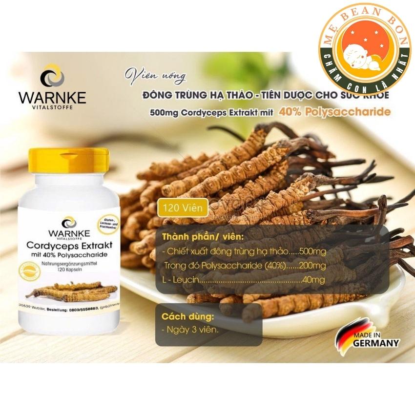 Viên Uống Đông Trùng Hạ Thảo Warnke Cordyceps Extrakt 500mg của Đức