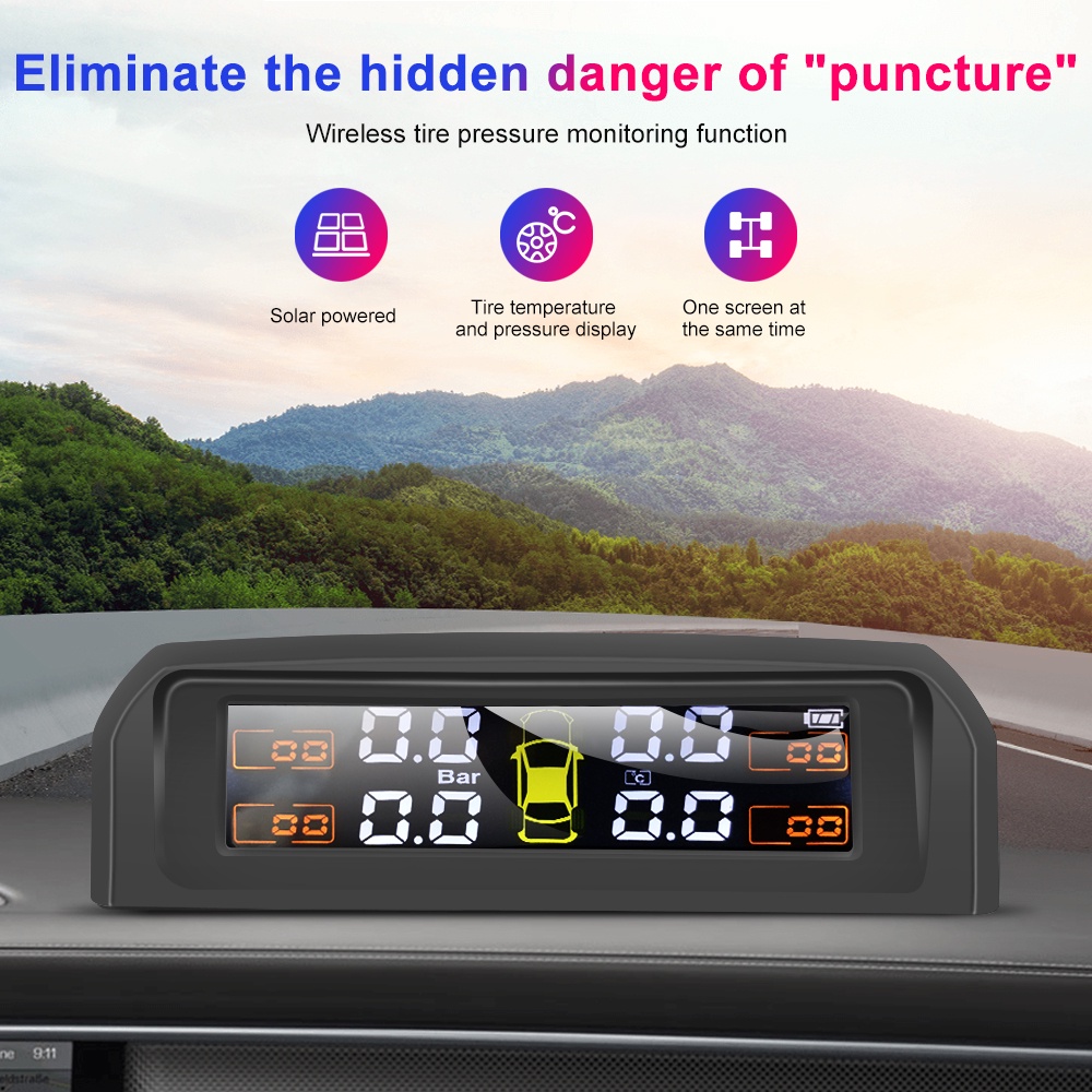 Hệ Thống Cảnh Báo Áp Suất Lốp Xe Hơi TPMS Hiển Thị Nhiệt Độ Năng Lượng Mặt Trời