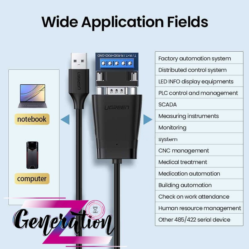 Cáp chuyển USB Type-C ra Rs232 cổng com 9 chân màu đen Ugreen 70612