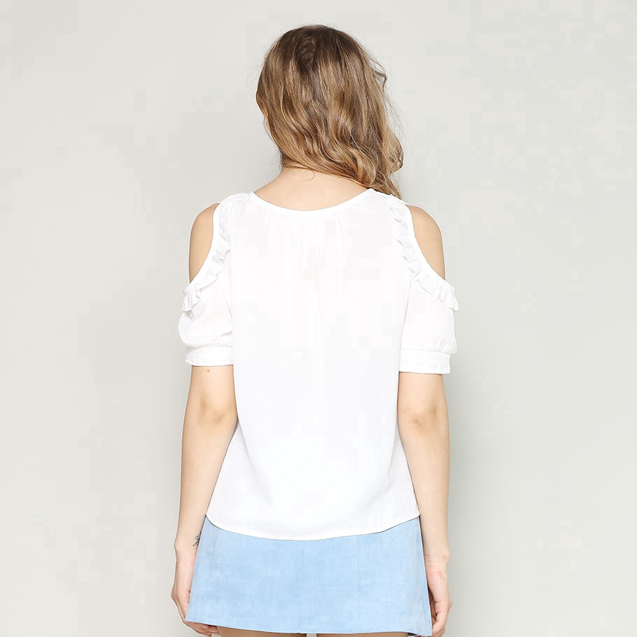 Áo kiểu ngắn tay cổ chữ V cho nữ