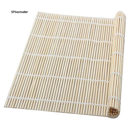 Thảm cuộn sushi tiện dụng bằng tre kèm muỗng xới cơm kích thước 24cm x 24cm