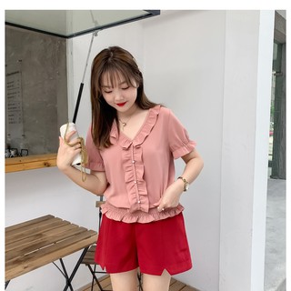 Áo cổ V bèo chun gấu - ABEO205