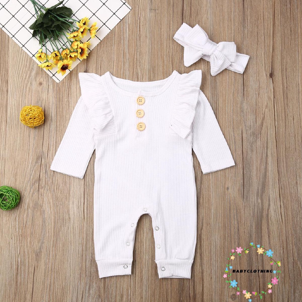 ღWSVღFashion Newborn Baby Boy Girl Rompers Long Sleeve Romper Button Knitted Jumpsuit Overall Knitted Clothes Casual