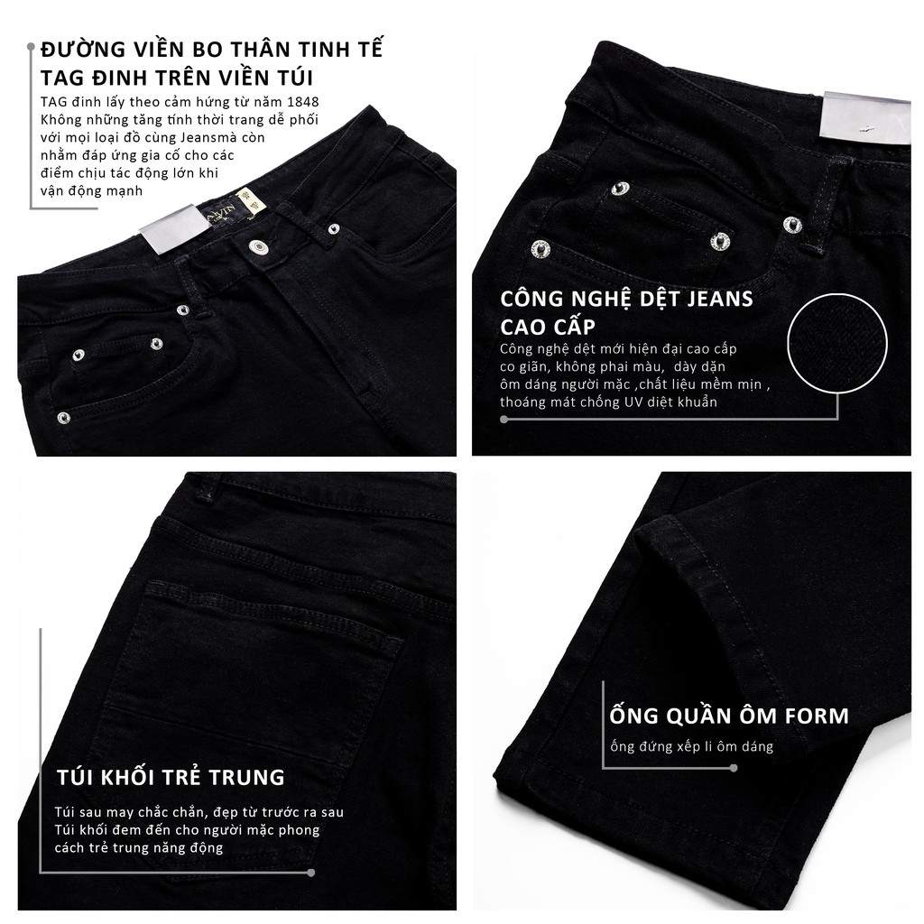 Quần Jeans nam đen trơn Galvin basic chất co giãn form slimfit QJGV32 - Leo Vatino | BigBuy360 - bigbuy360.vn